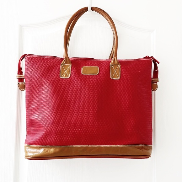 Oleg Cassini Handbags - OLEG CASSINI Vintage Red Tote Bag Size 15.5”x13”x4”